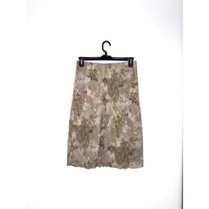 vintage IN MODA size L Womens Pinkish/Brown/Cream Paisley Floral Flowing Skirt